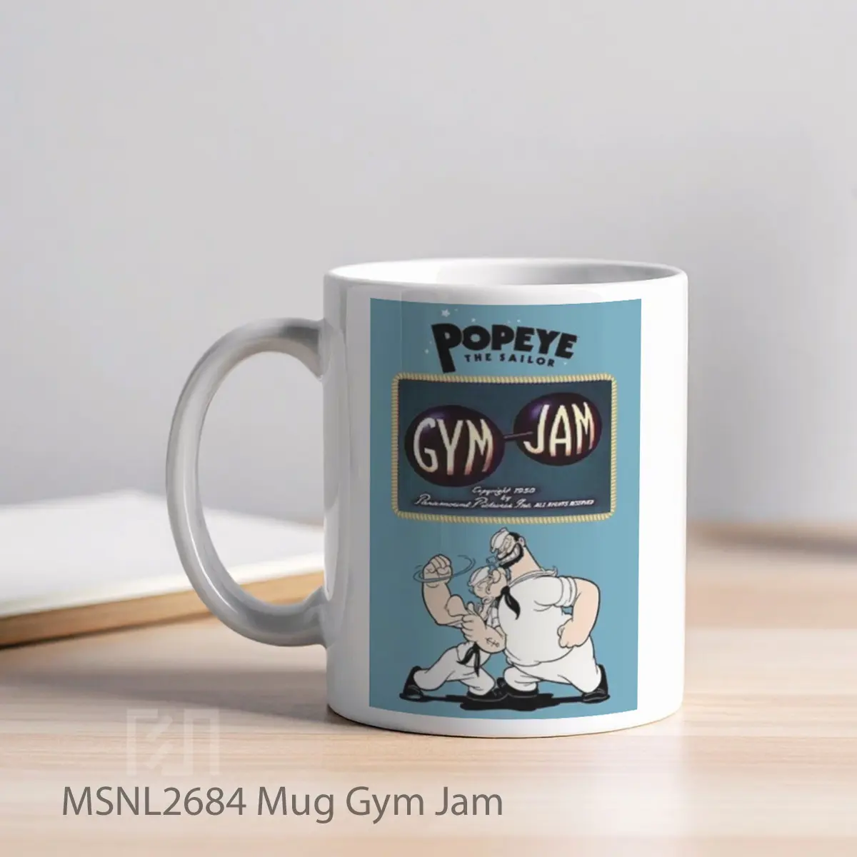 Mug Gym Jam Gelas Keramik Tema Film MSNL2684 - Tampak Kiri