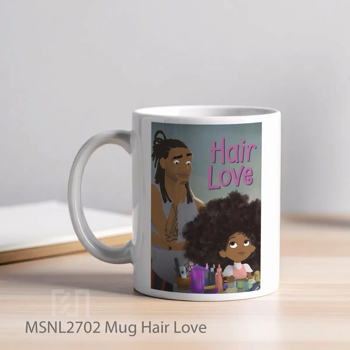 Mug Hair Love Gelas Keramik Tema Film MSNL2702 - Tampak Kiri