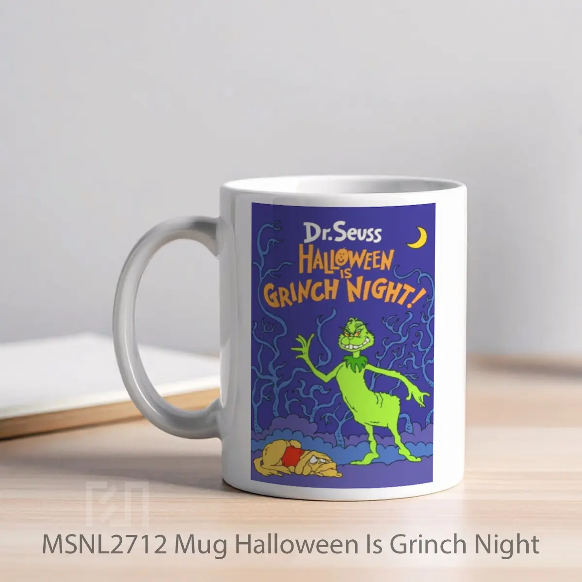 Mug Halloween Is Grinch Night Gelas Keramik Tema Film MSNL2712 - Tampak Kiri