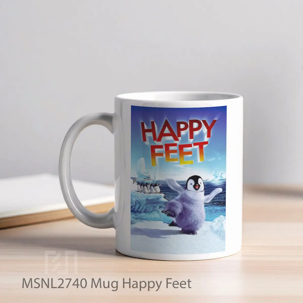 Mug Happy Feet Gelas Keramik Tema Film MSNL2740 - Tampak Kiri