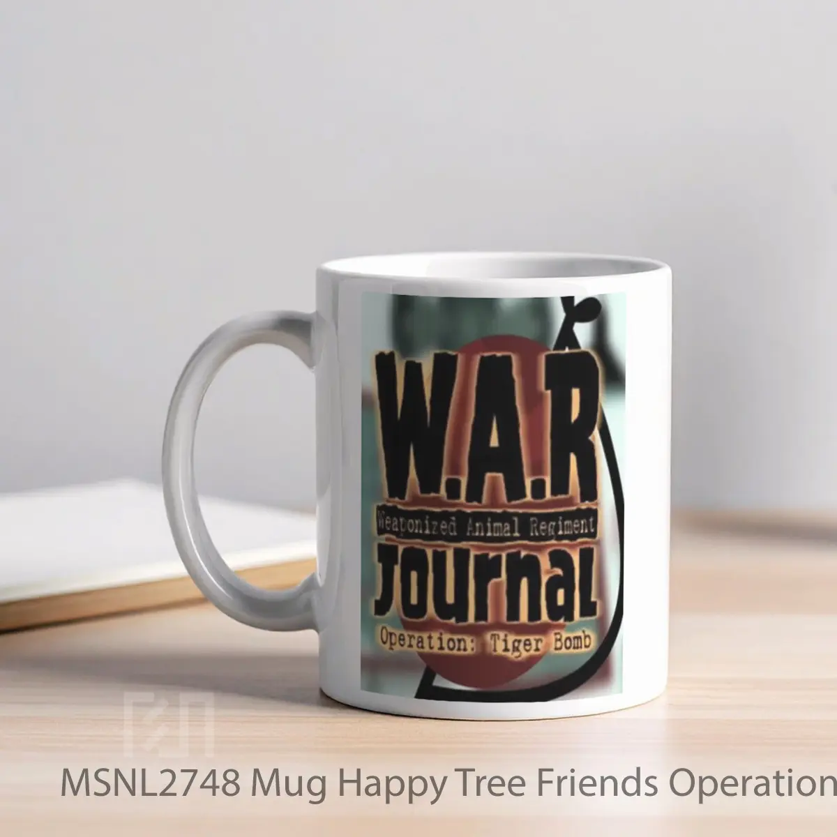 Mug Happy Tree Friends Operation Tiger Bomb Gelas Keramik Tema Film MSNL2748 - Tampak Kiri