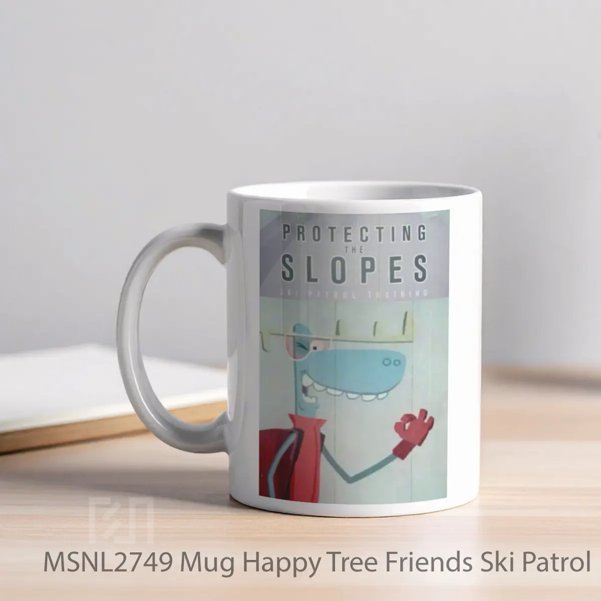 Mug Happy Tree Friends Ski Patrol Gelas Keramik Tema Film MSNL2749 - Tampak Kiri