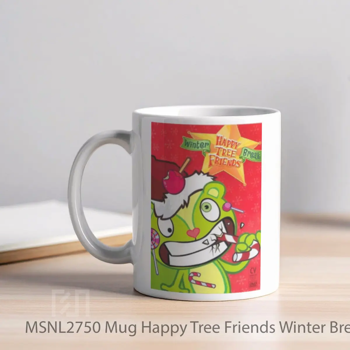 Mug Happy Tree Friends Winter Break Gelas Keramik Tema Film MSNL2750 - Tampak Kiri
