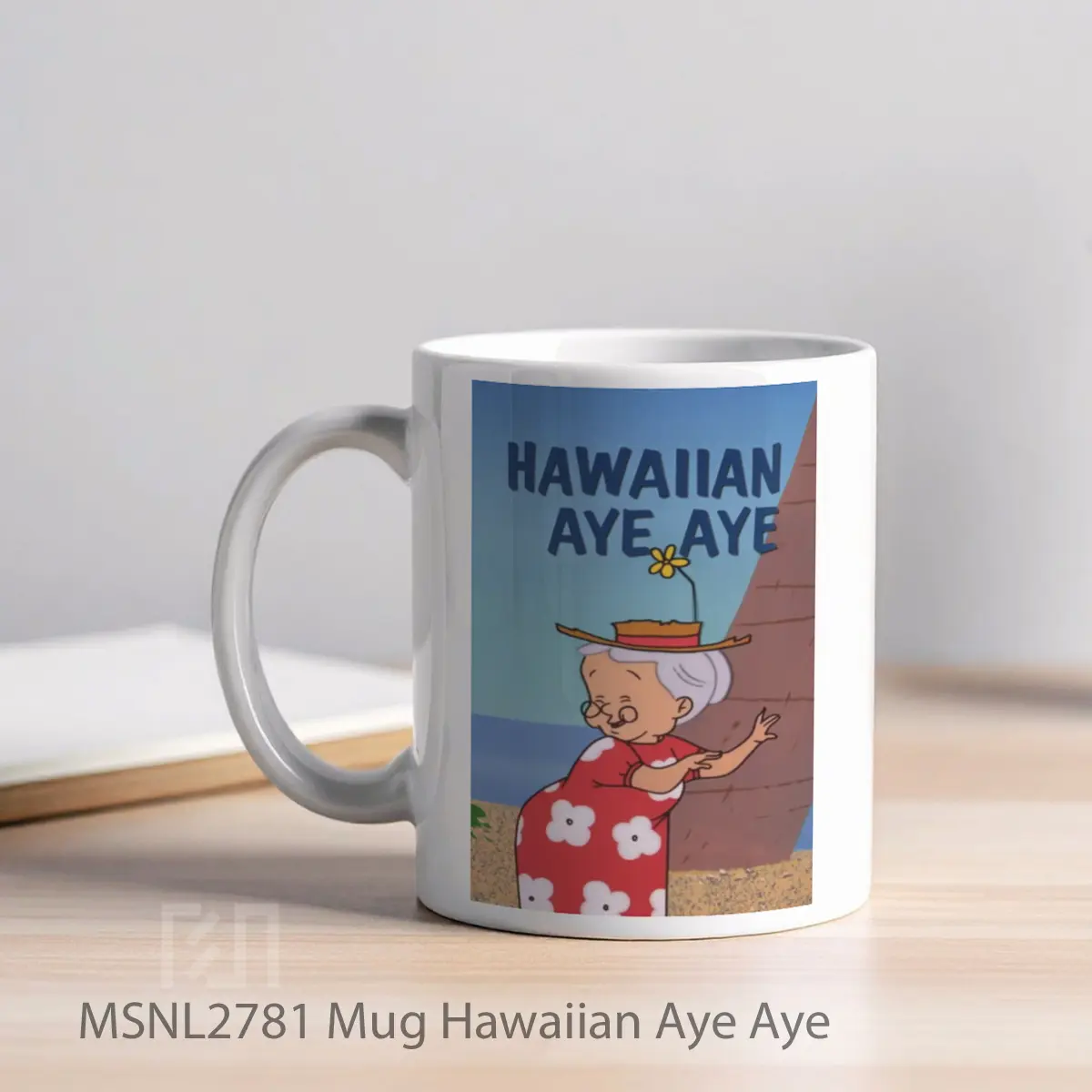 Mug Hawaiian Aye Aye Gelas Keramik Tema Film MSNL2781 - Tampak Kiri