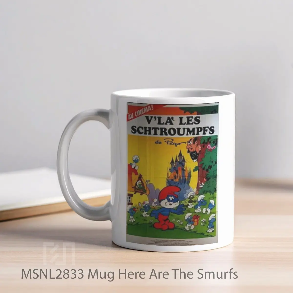 Mug Here Are The Smurfs Gelas Keramik Tema Film MSNL2833 - Tampak Kiri