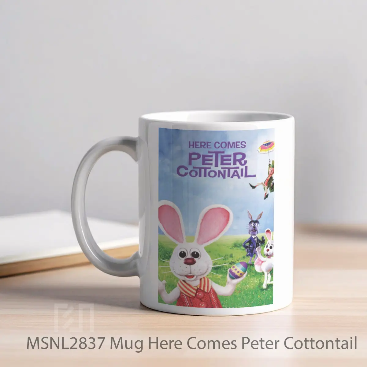 Mug Here Comes Peter Cottontail Gelas Keramik Tema Film MSNL2837 - Tampak Kiri