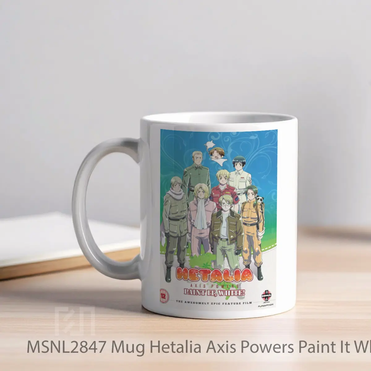 Mug Hetalia Axis Powers Paint It White Gelas Keramik Tema Film MSNL2847 - Tampak Kiri