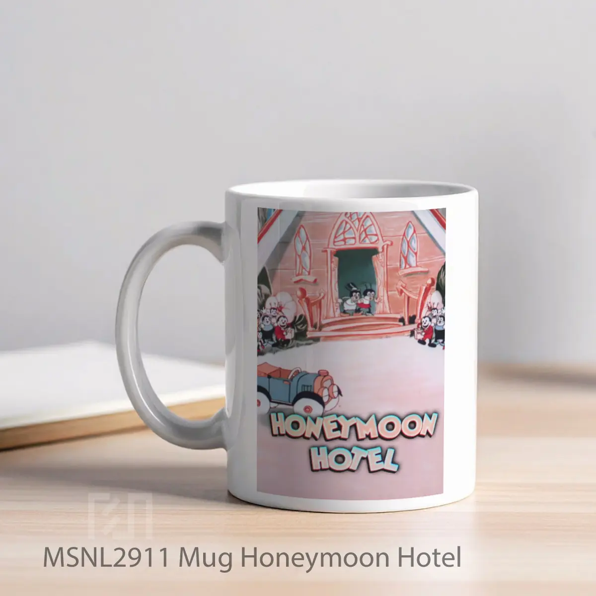 Mug Honeymoon Hotel Gelas Keramik Tema Film MSNL2911 - Tampak Kiri