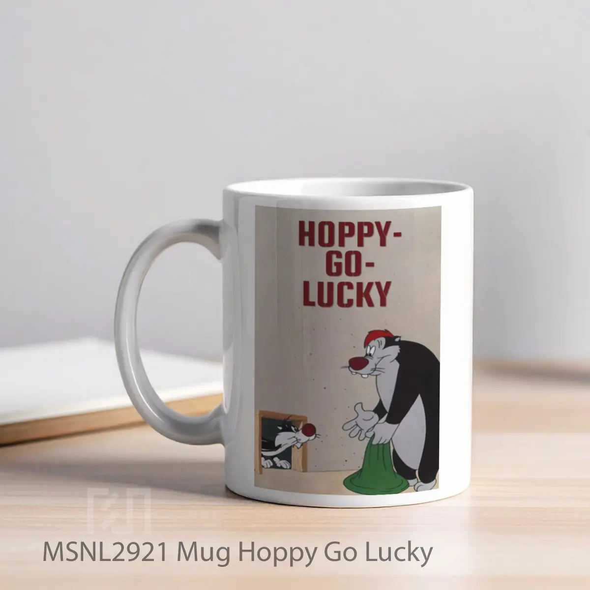 Mug Hoppy Go Lucky Gelas Keramik Tema Film MSNL2921 - Tampak Kiri