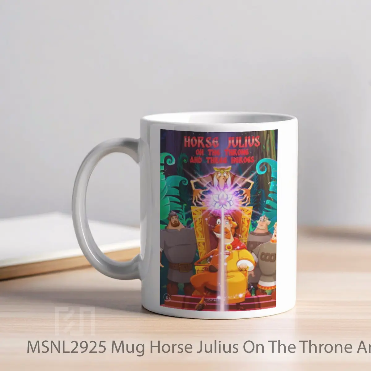 Mug Horse Julius On The Throne And Three Heroes Gelas Keramik Tema Film MSNL2925 - Tampak Kiri