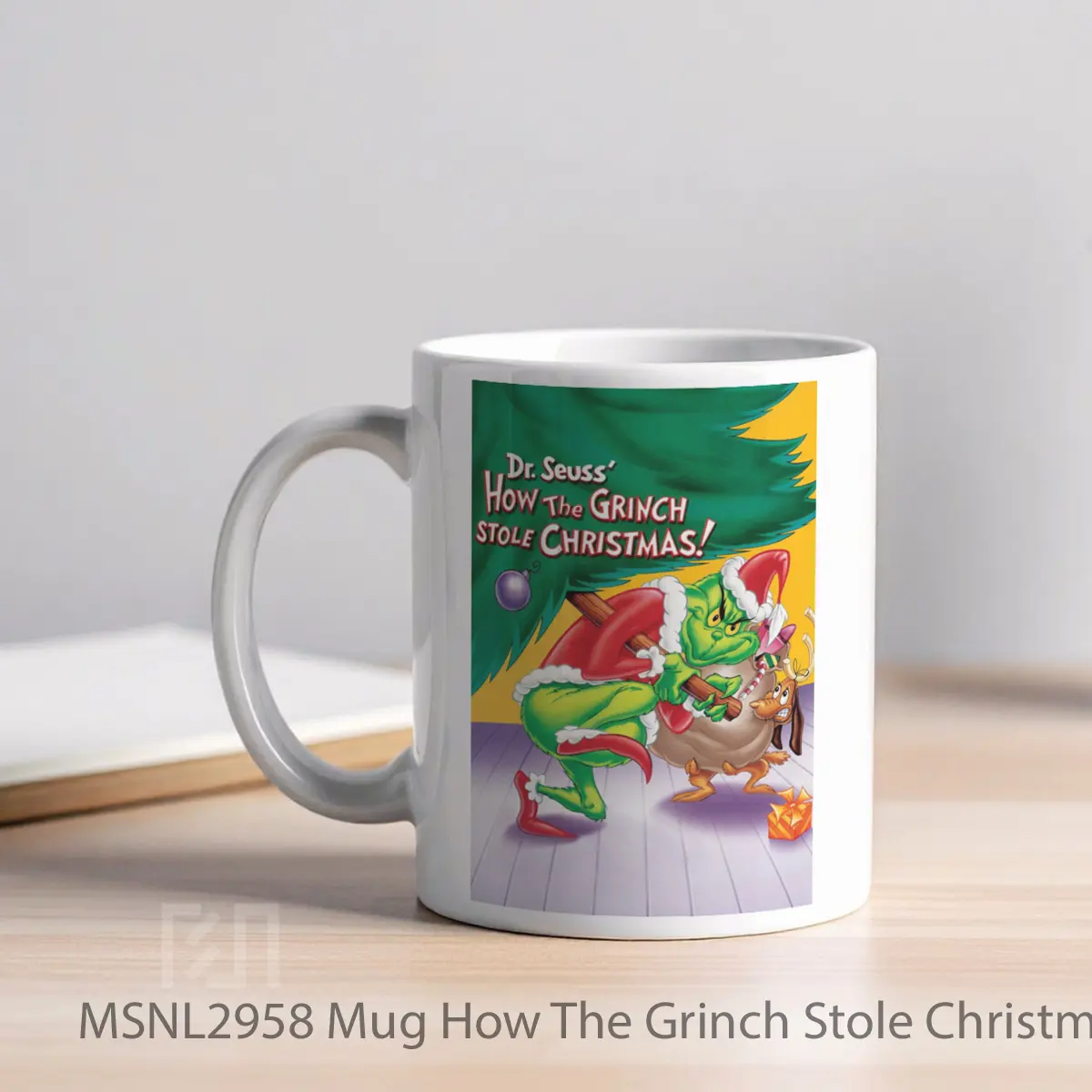 Mug How The Grinch Stole Christmas Gelas Keramik Tema Film MSNL2958 - Tampak Kiri