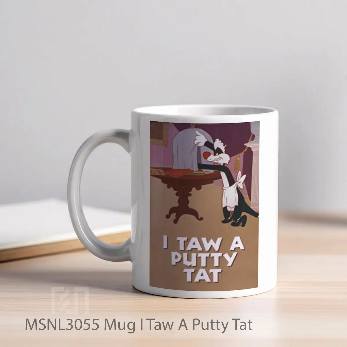 Mug I Taw A Putty Tat Gelas Keramik Tema Film MSNL3055 - Tampak Kiri