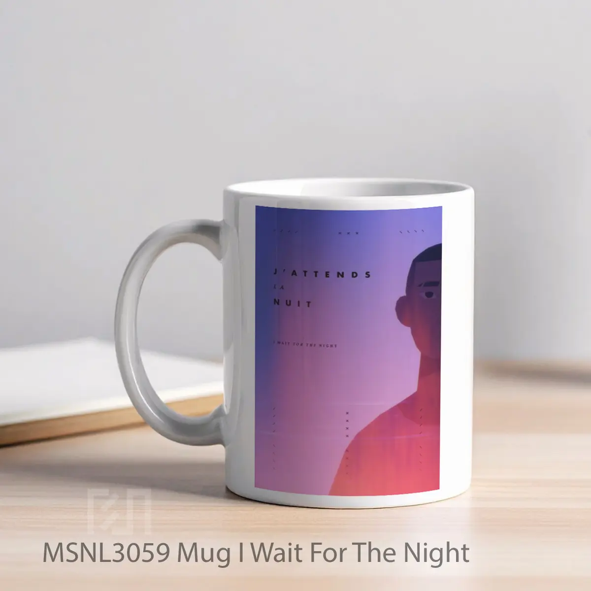 Mug I Wait For The Night Gelas Keramik Tema Film MSNL3059 - Tampak Kiri