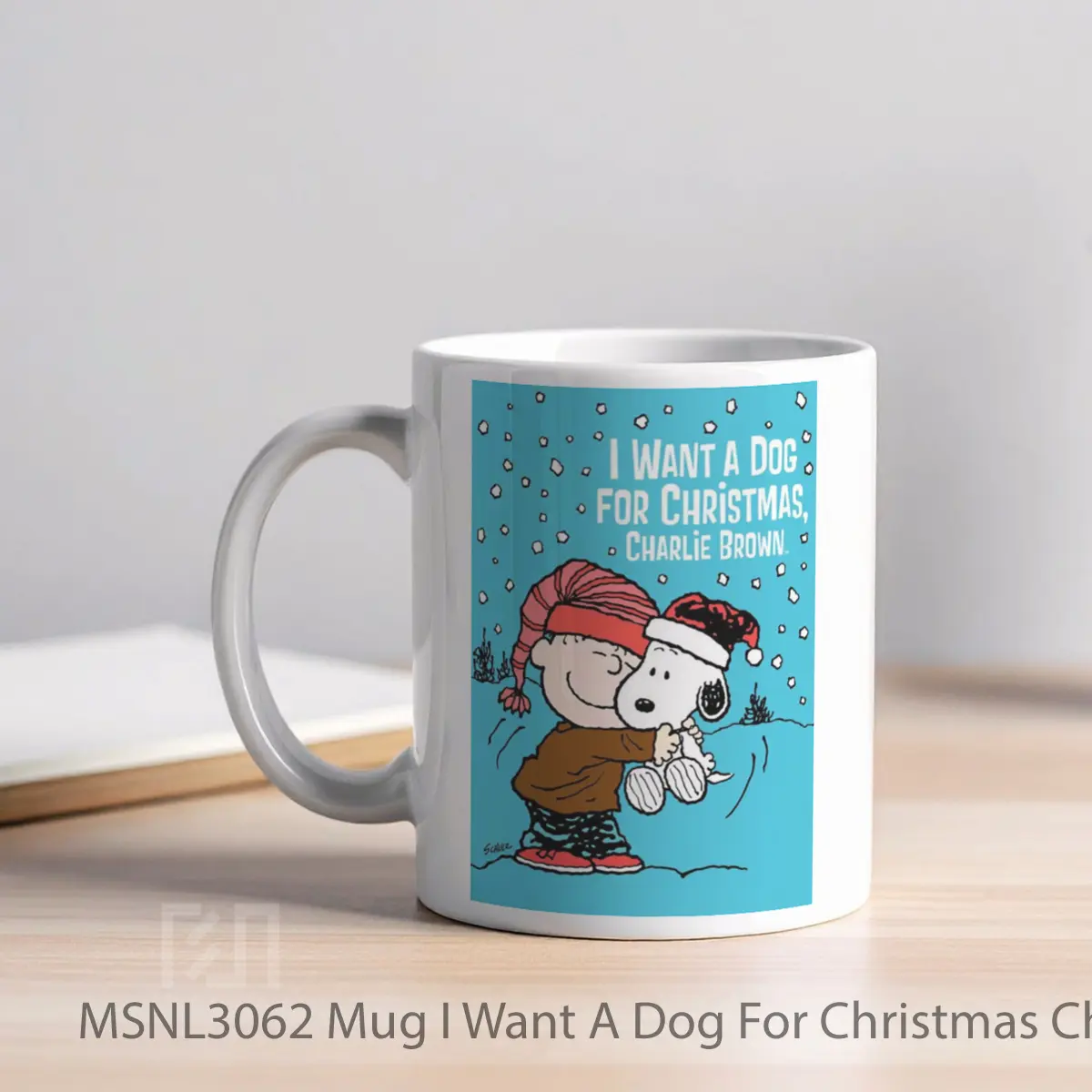 Mug I Want A Dog For Christmas Charlie Brown Gelas Keramik Tema Film MSNL3062 - Tampak Kiri