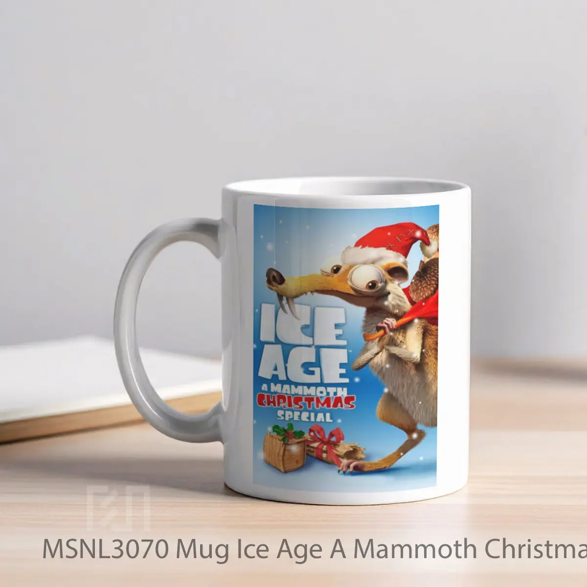Mug Ice Age A Mammoth Christmas Gelas Keramik Tema Film MSNL3070 - Tampak Kiri