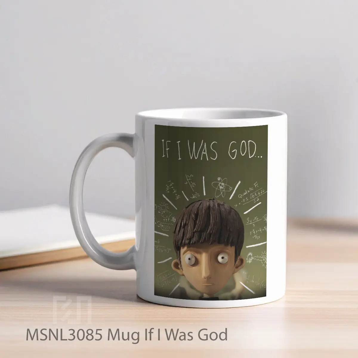 Mug If I Was God Gelas Keramik Tema Film MSNL3085 - Tampak Kiri
