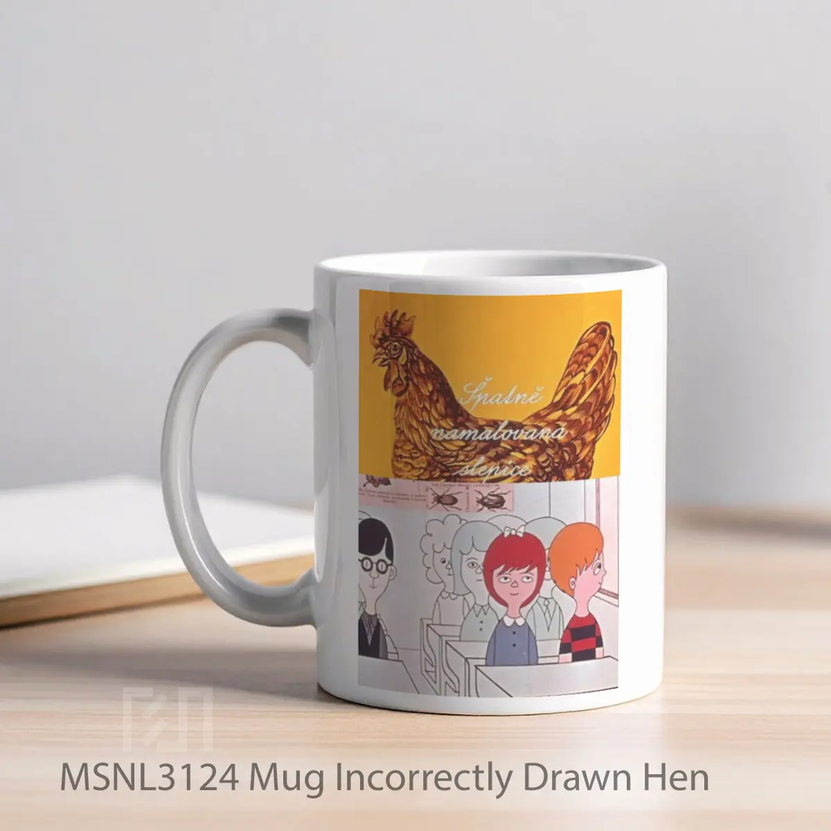 Mug Incorrectly Drawn Hen Gelas Keramik Tema Film MSNL3124 - Tampak Kiri