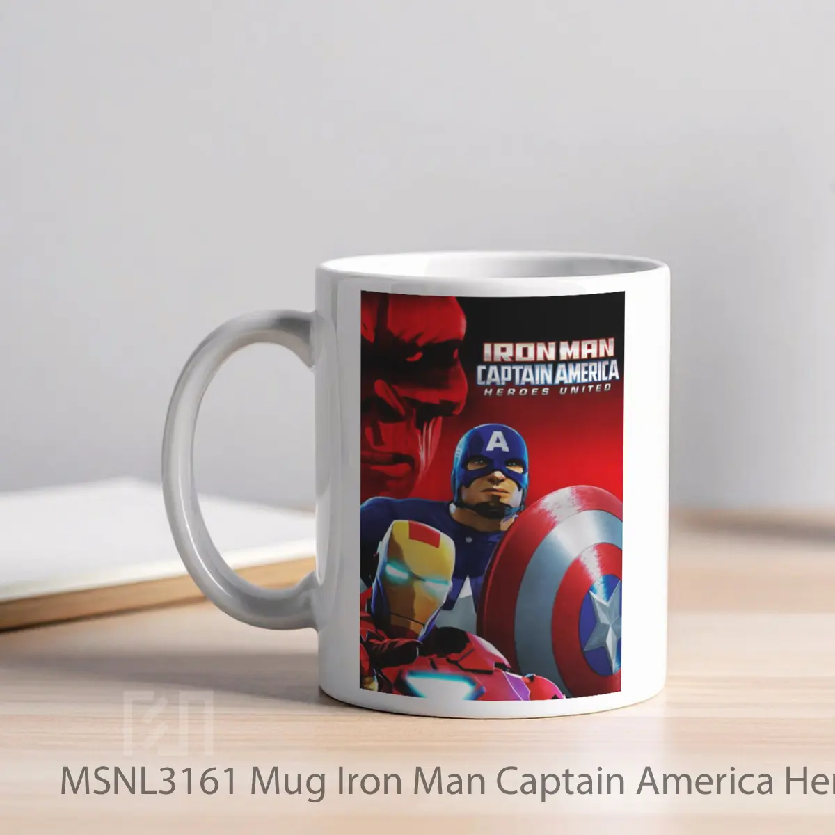 Mug Iron Man Captain America Heroes United Gelas Keramik Tema Film MSNL3161 - Tampak Kiri