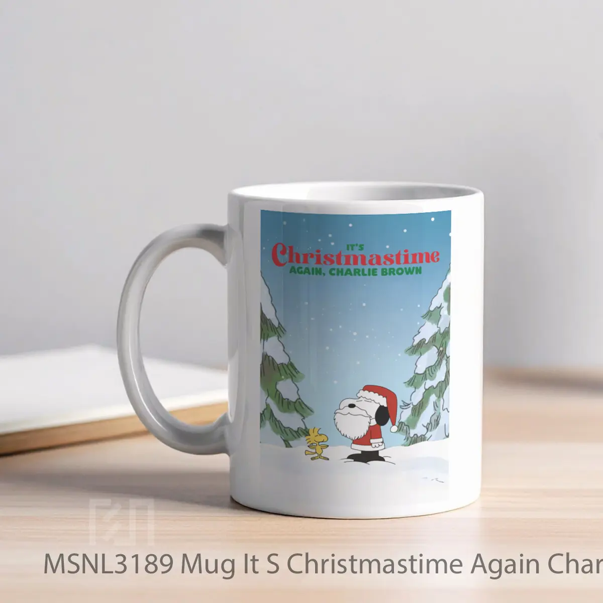 Mug It S Christmastime Again Charlie Brown Gelas Keramik Tema Film MSNL3189 - Tampak Kiri
