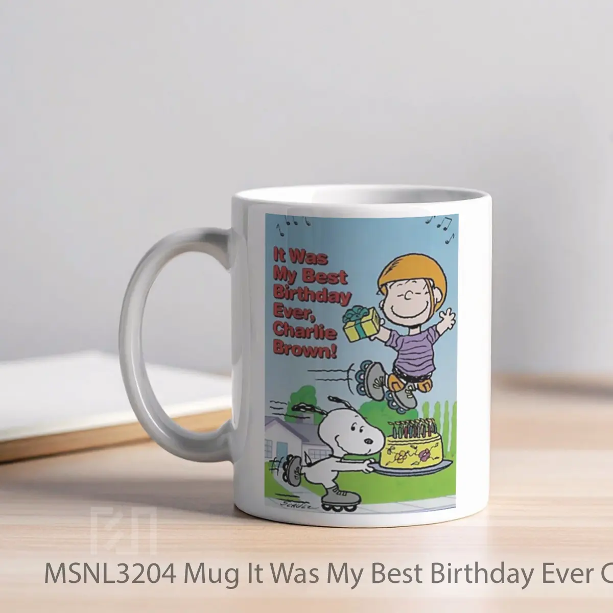 Mug It Was My Best Birthday Ever Charlie Brown Gelas Keramik Tema Film MSNL3204 - Tampak Kiri