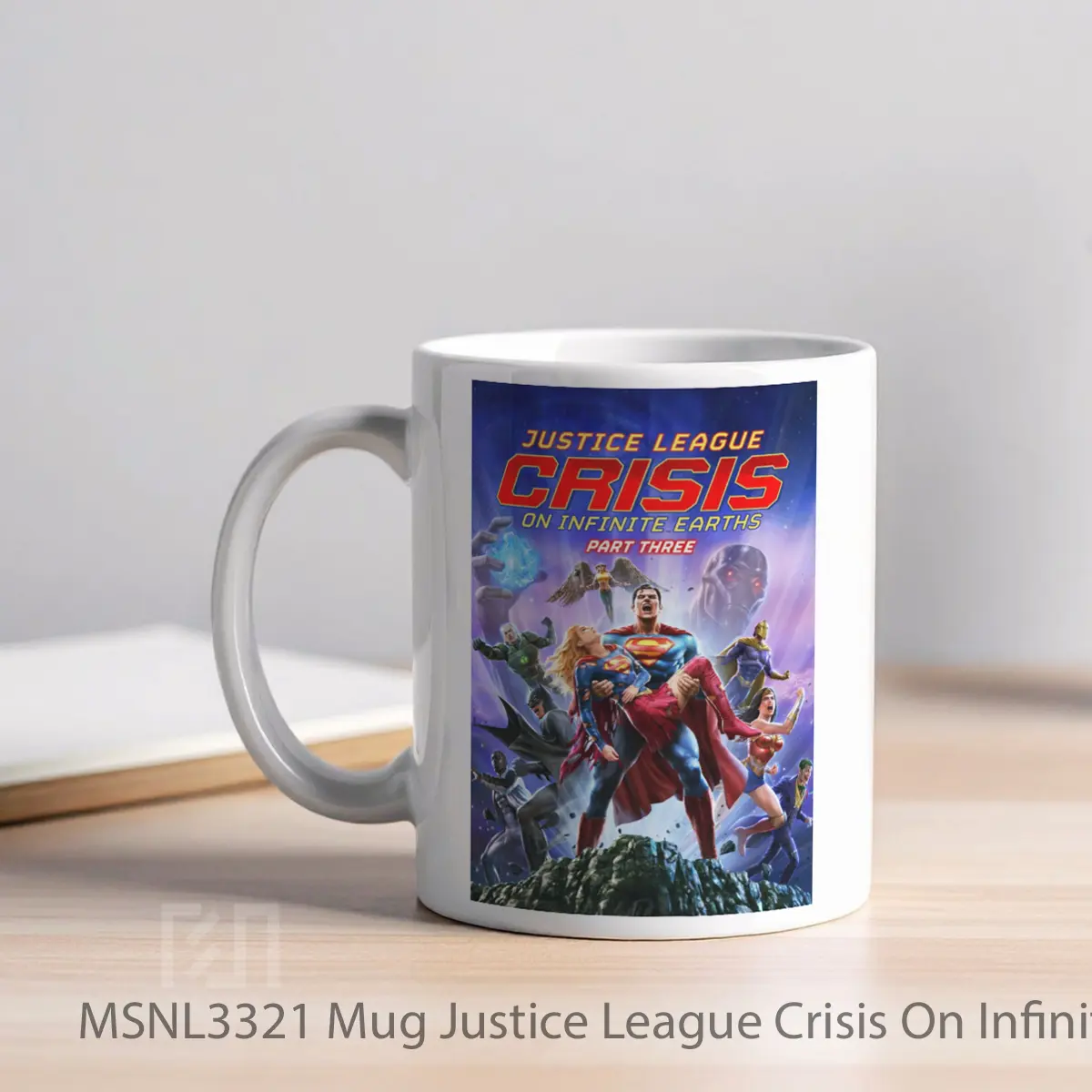 Mug Justice League Crisis On Infinite Earths Part Three Gelas Keramik Tema Film MSNL3321 - Tampak Kiri