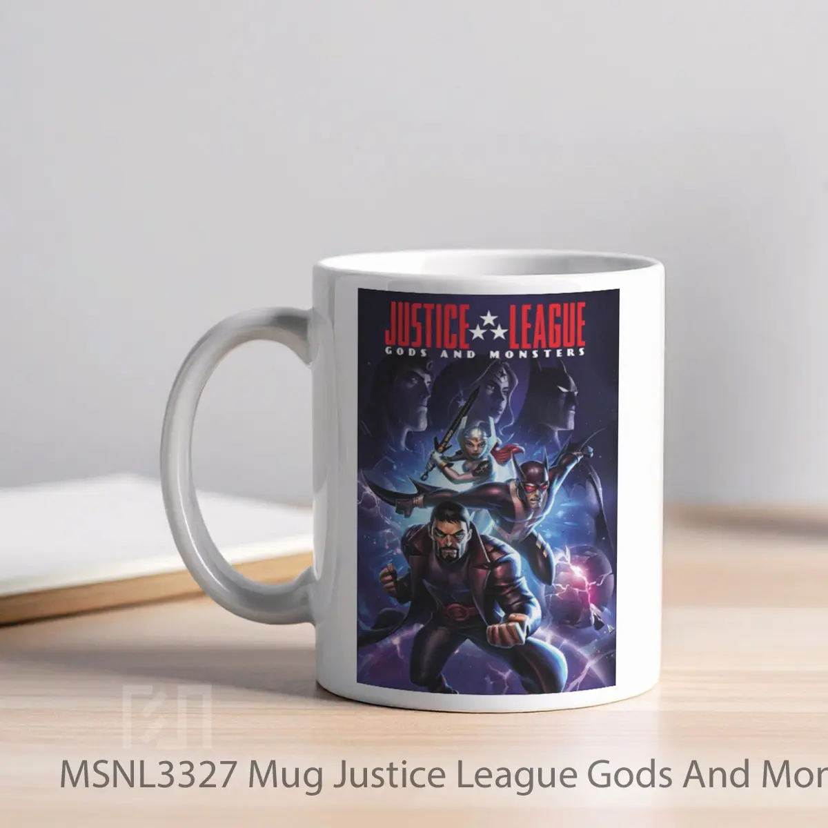 Mug Justice League Gods And Monsters Gelas Keramik Tema Film MSNL3327 - Tampak Kiri