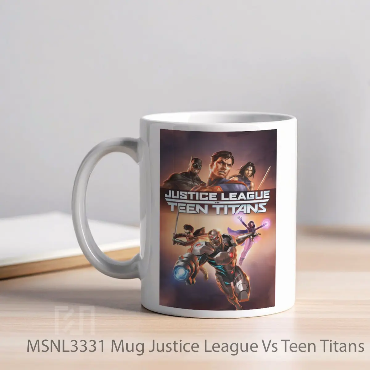 Mug Justice League Vs Teen Titans Gelas Keramik Tema Film MSNL3331 - Tampak Kiri