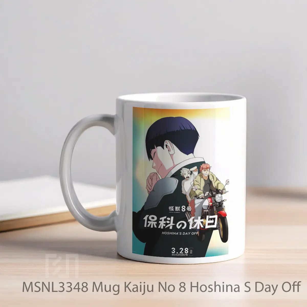 Mug Kaiju No 8 Hoshina S Day Off Gelas Keramik Tema Film MSNL3348 - Tampak Kiri