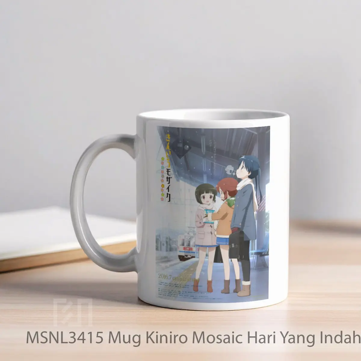Mug Kiniro Mosaic Hari Yang Indah Gelas Keramik Tema Film MSNL3415 - Tampak Kiri