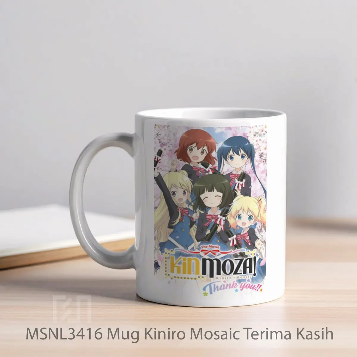 Mug Kiniro Mosaic Terima Kasih Gelas Keramik Tema Film MSNL3416 - Tampak Kiri