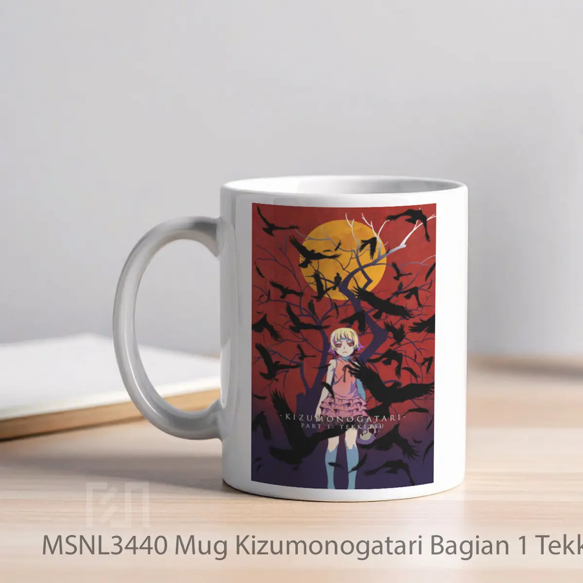 Mug Kizumonogatari Bagian 1 Tekketsu Gelas Keramik Tema Film MSNL3440 - Tampak Kiri