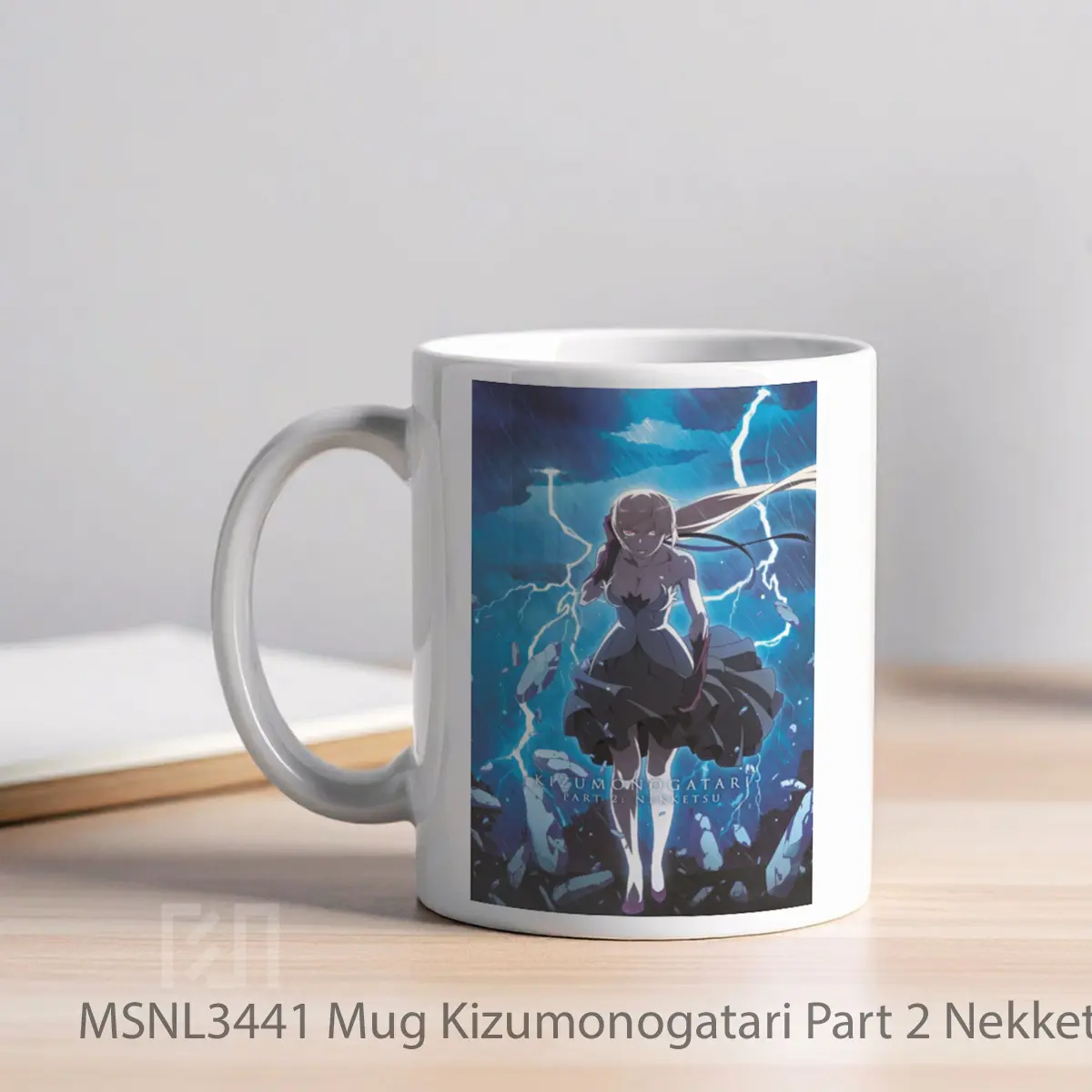 Mug Kizumonogatari Part 2 Nekketsu Gelas Keramik Tema Film MSNL3441 - Tampak Kiri