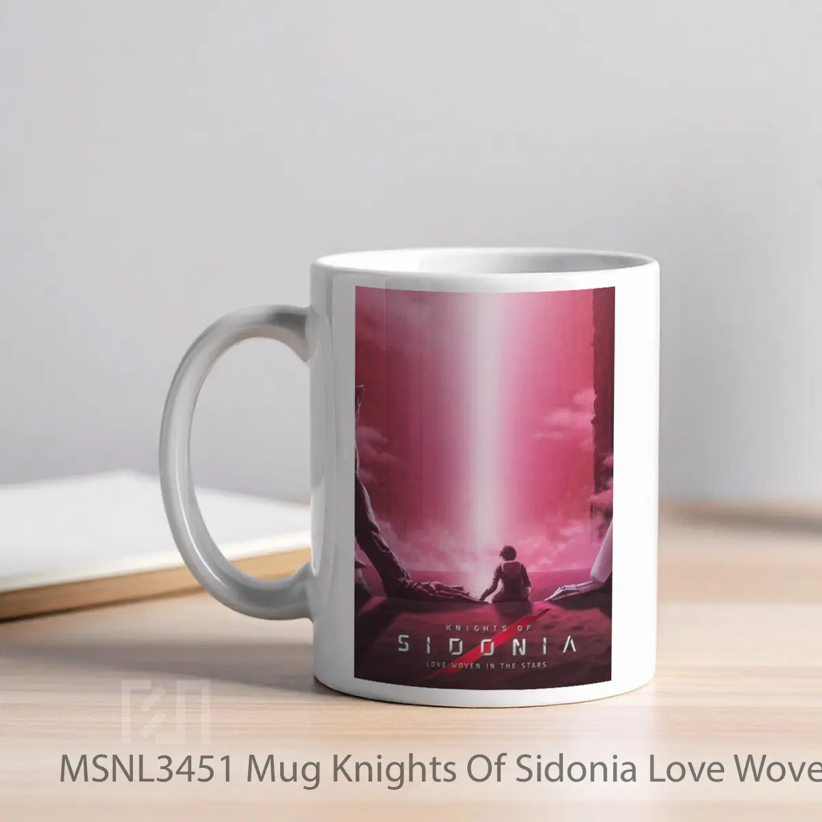 Mug Knights Of Sidonia Love Woven In The Stars Gelas Keramik Tema Film MSNL3451 - Tampak Kiri