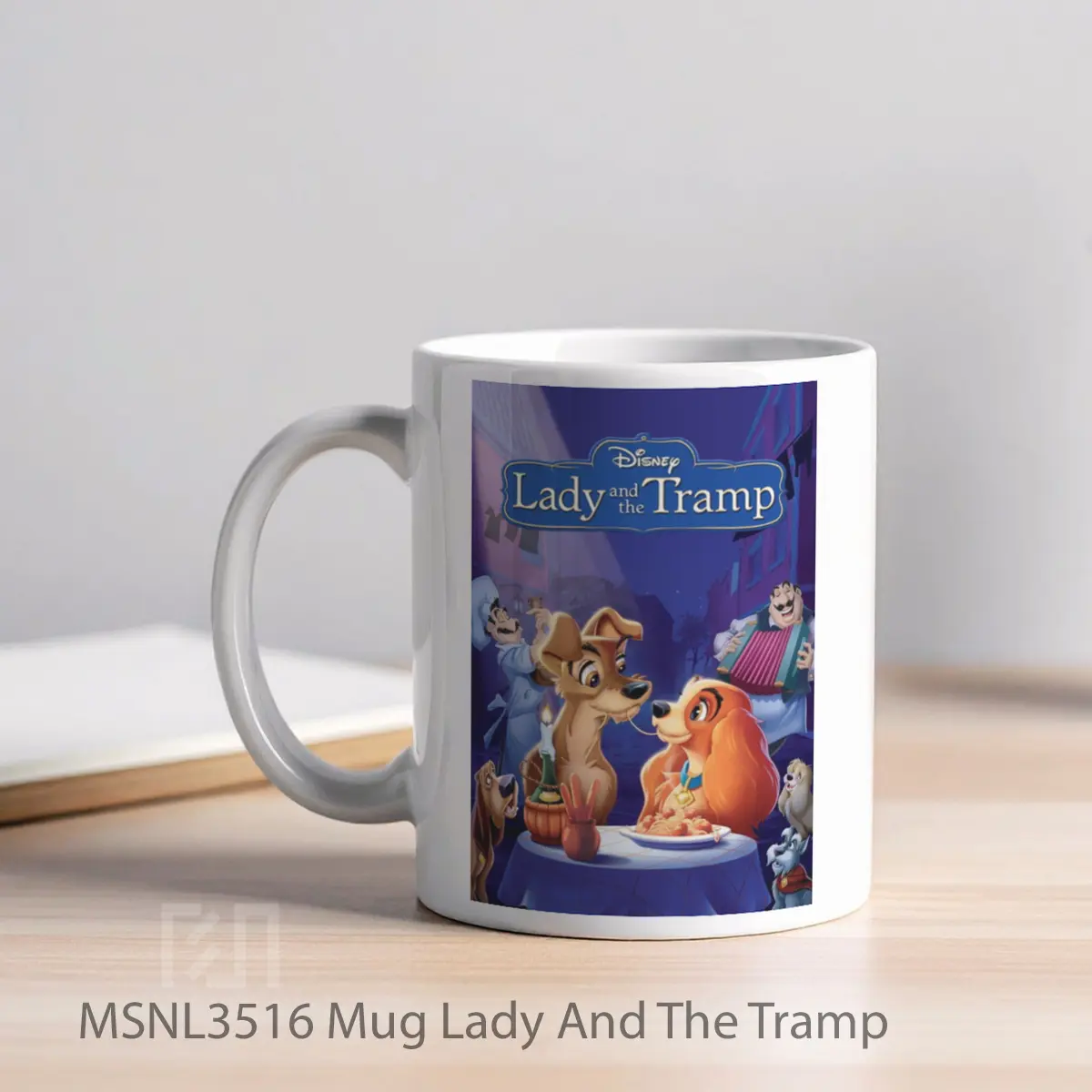 Mug Lady And The Tramp Gelas Keramik Tema Film MSNL3516 - Tampak Kiri
