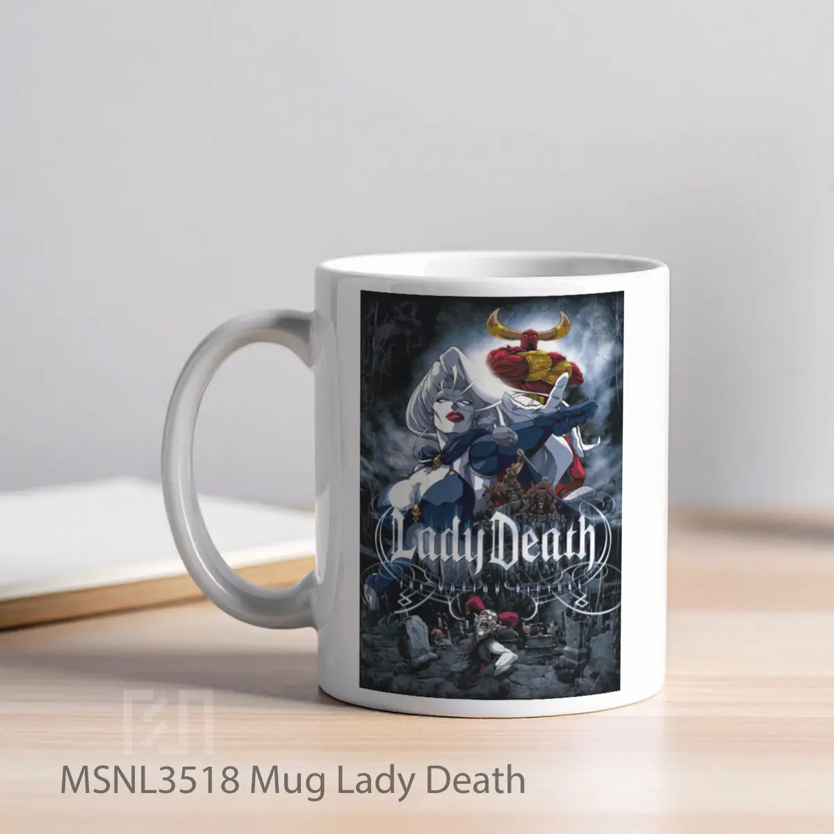Mug Lady Death Gelas Keramik Tema Film MSNL3518 - Tampak Kiri