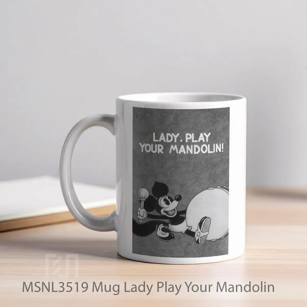 Mug Lady Play Your Mandolin Gelas Keramik Tema Film MSNL3519 - Tampak Kiri