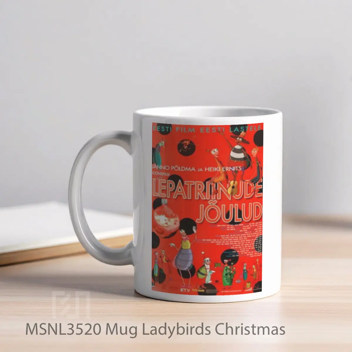 Mug Ladybirds Christmas Gelas Keramik Tema Film MSNL3520 - Tampak Kiri