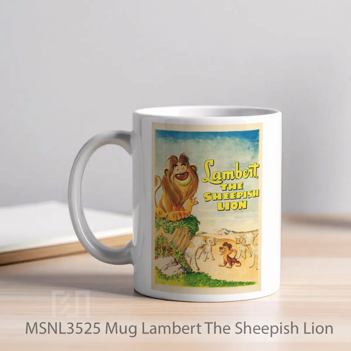 Mug Lambert The Sheepish Lion Gelas Keramik Tema Film MSNL3525 - Tampak Kiri