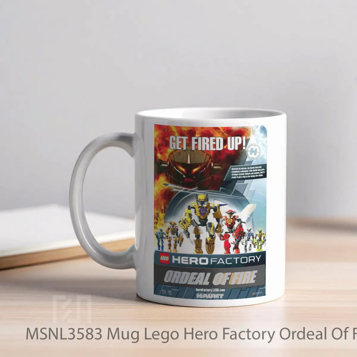Mug Lego Hero Factory Ordeal Of Fire Gelas Keramik Tema Film MSNL3583 - Tampak Kiri