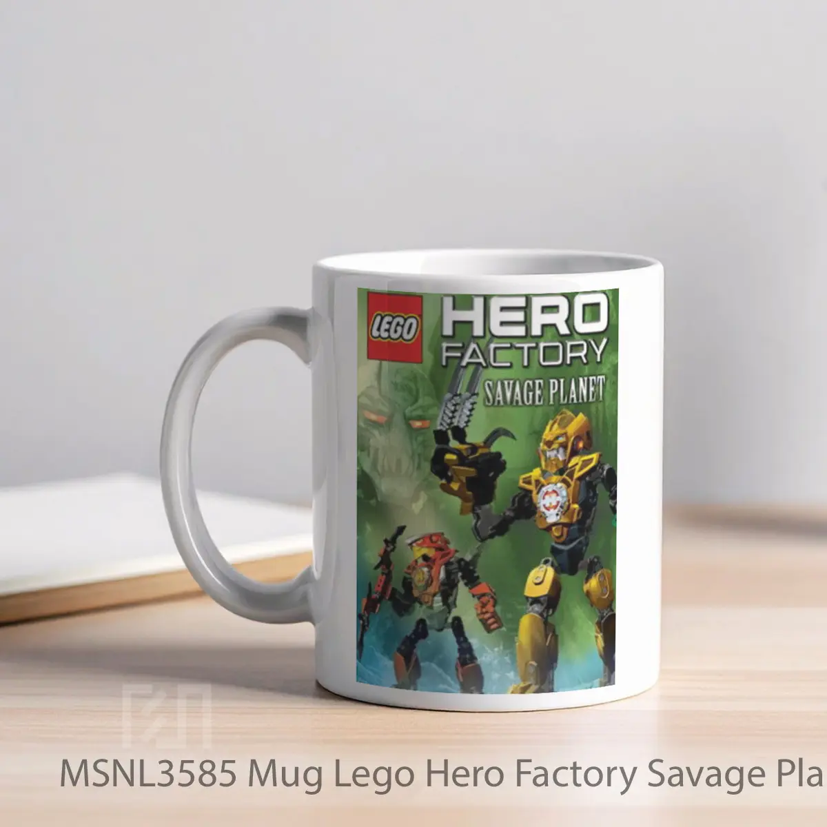 Mug Lego Hero Factory Savage Planet Gelas Keramik Tema Film MSNL3585 - Tampak Kiri