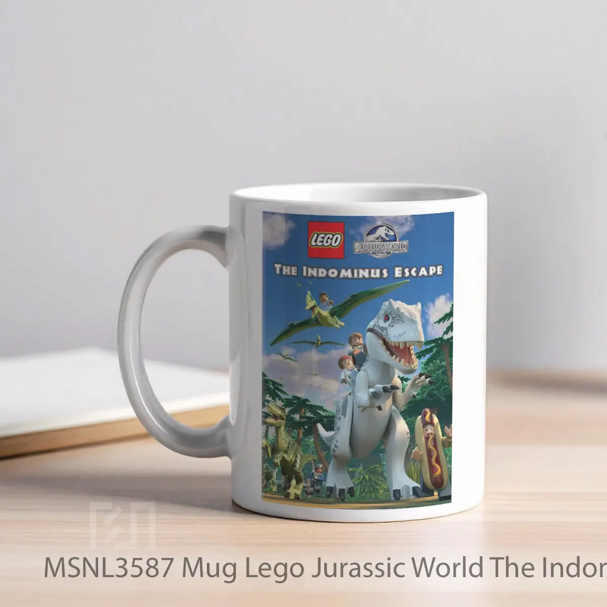 Mug Lego Jurassic World The Indominus Escape Gelas Keramik Tema Film MSNL3587 - Tampak Kiri
