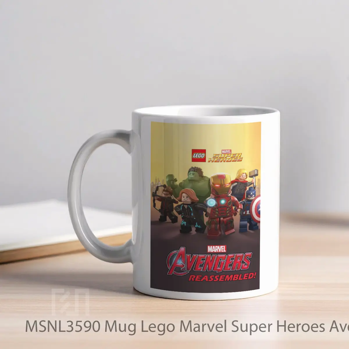 Mug Lego Marvel Super Heroes Avengers Reassembled Gelas Keramik Tema Film MSNL3590 - Tampak Kiri