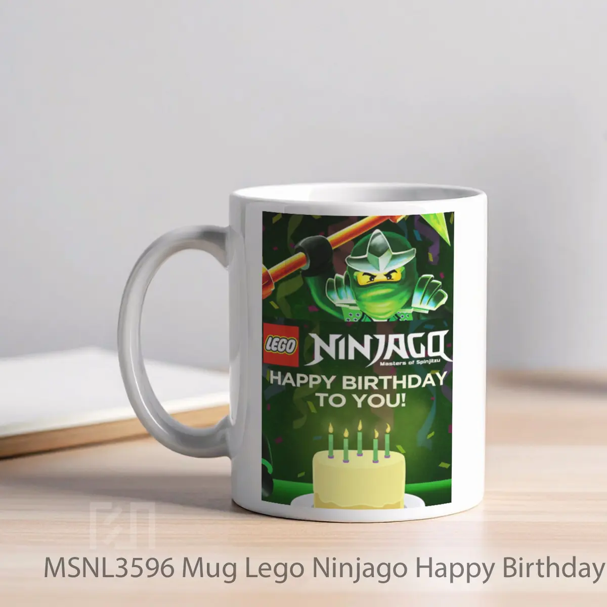 Mug Lego Ninjago Happy Birthday To You Gelas Keramik Tema Film MSNL3596 - Tampak Kiri