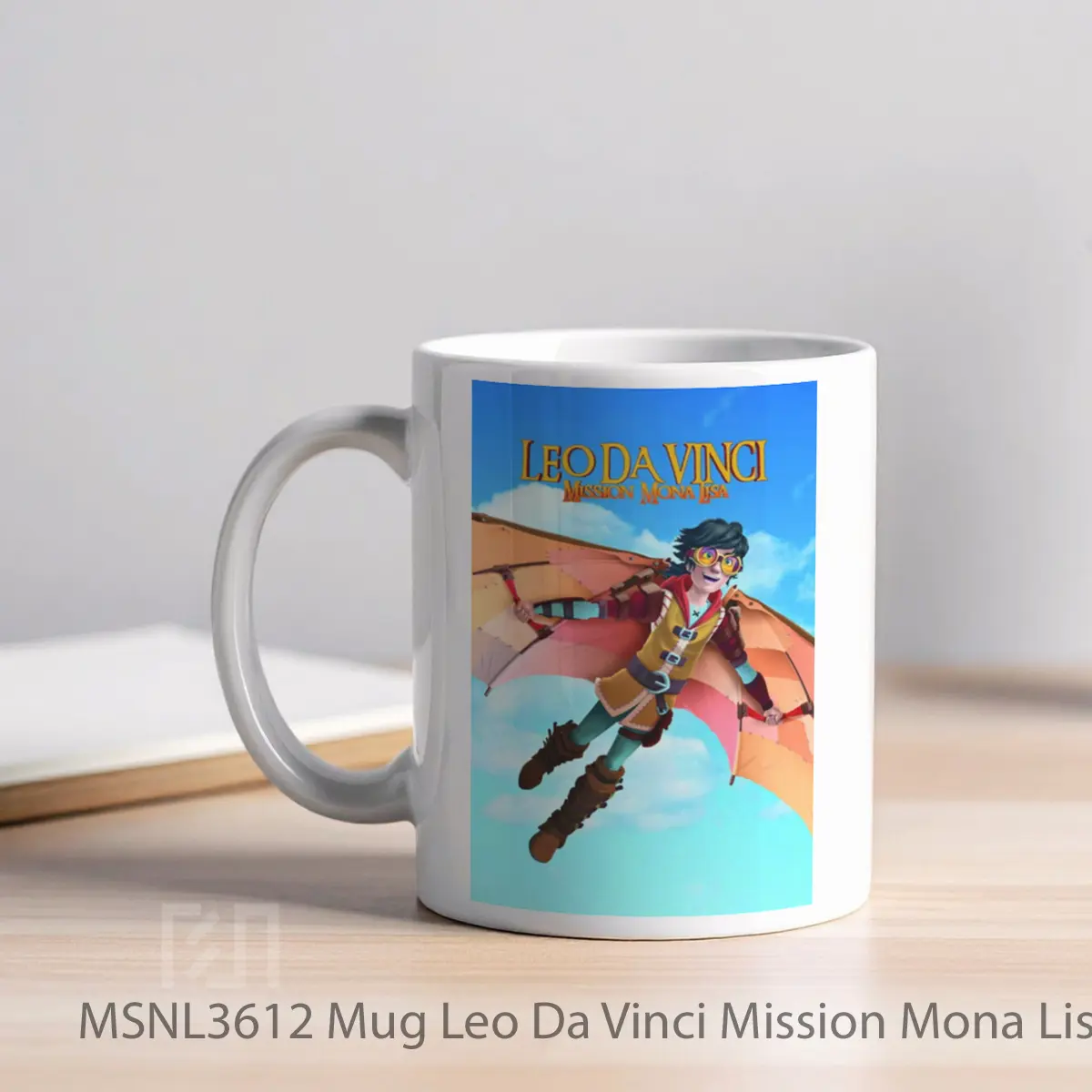 Mug Leo Da Vinci Mission Mona Lisa Gelas Keramik Tema Film MSNL3612 - Tampak Kiri
