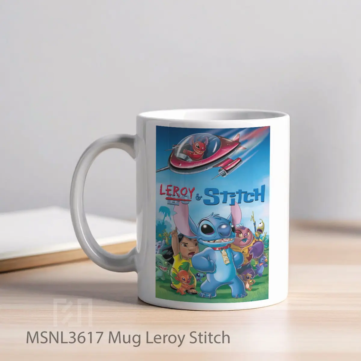 Mug Leroy Stitch Gelas Keramik Tema Film MSNL3617 - Tampak Kiri