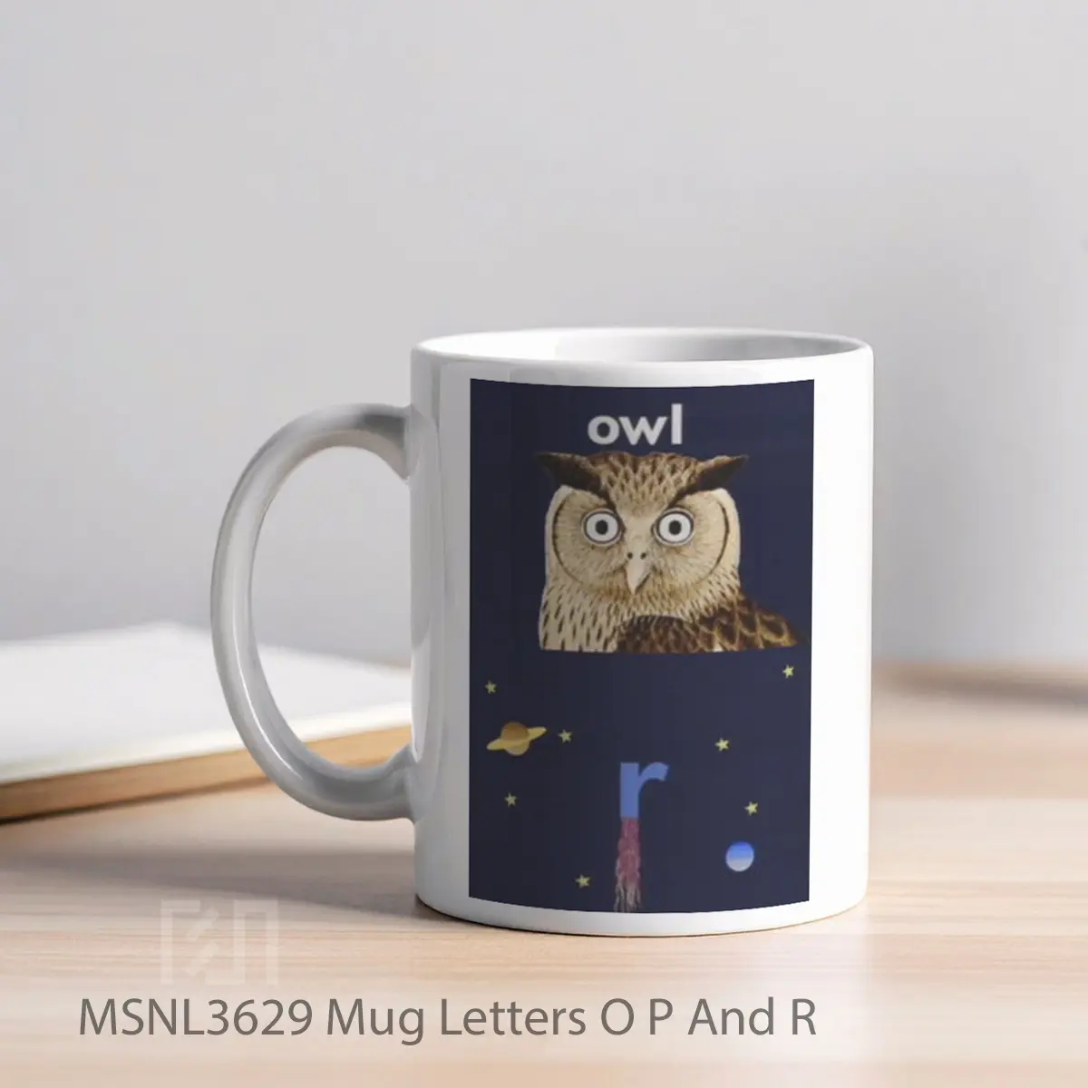 Mug Letters O P And R Gelas Keramik Tema Film MSNL3629 - Tampak Kiri