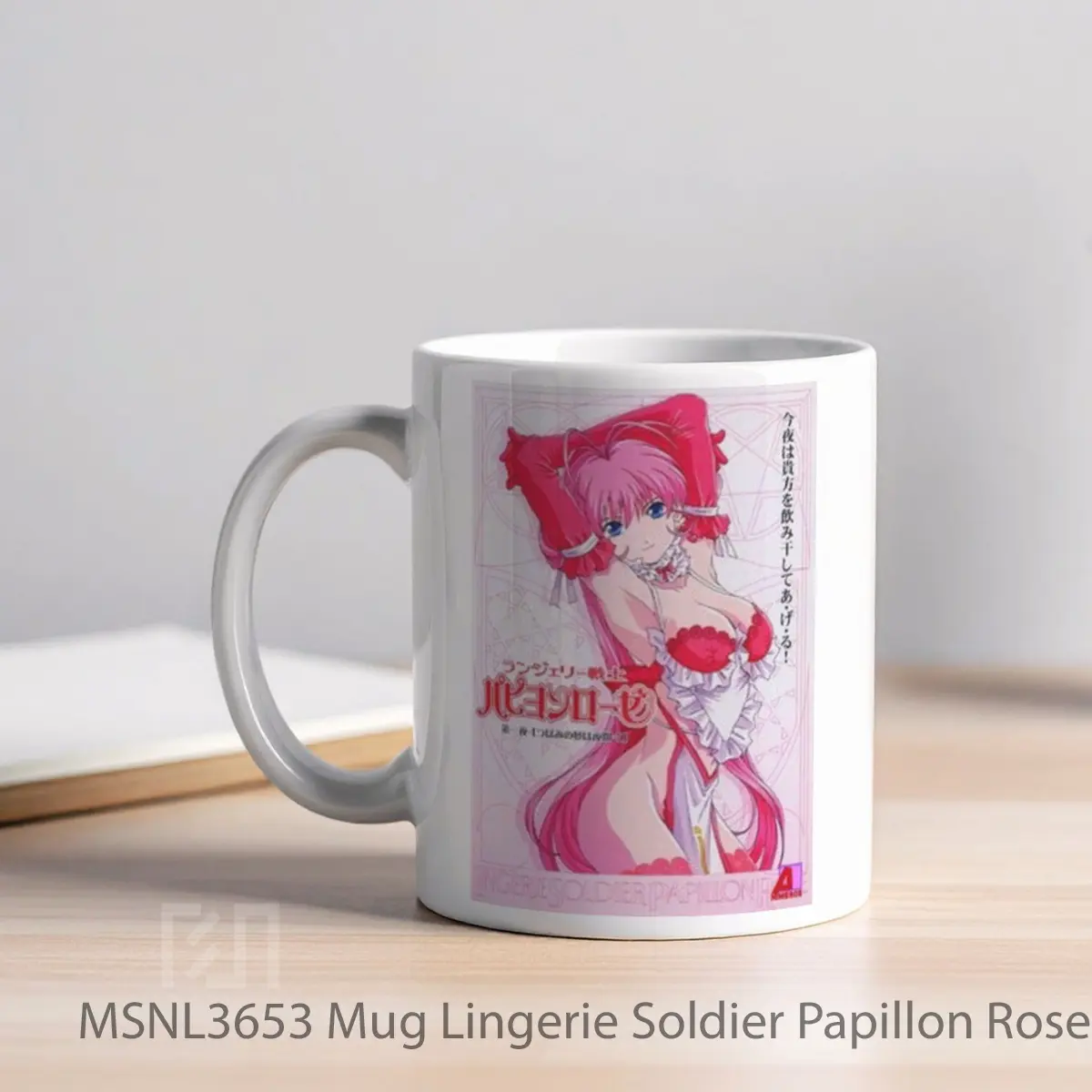 Mug Lingerie Soldier Papillon Rose Gelas Keramik Tema Film MSNL3653 - Tampak Kiri