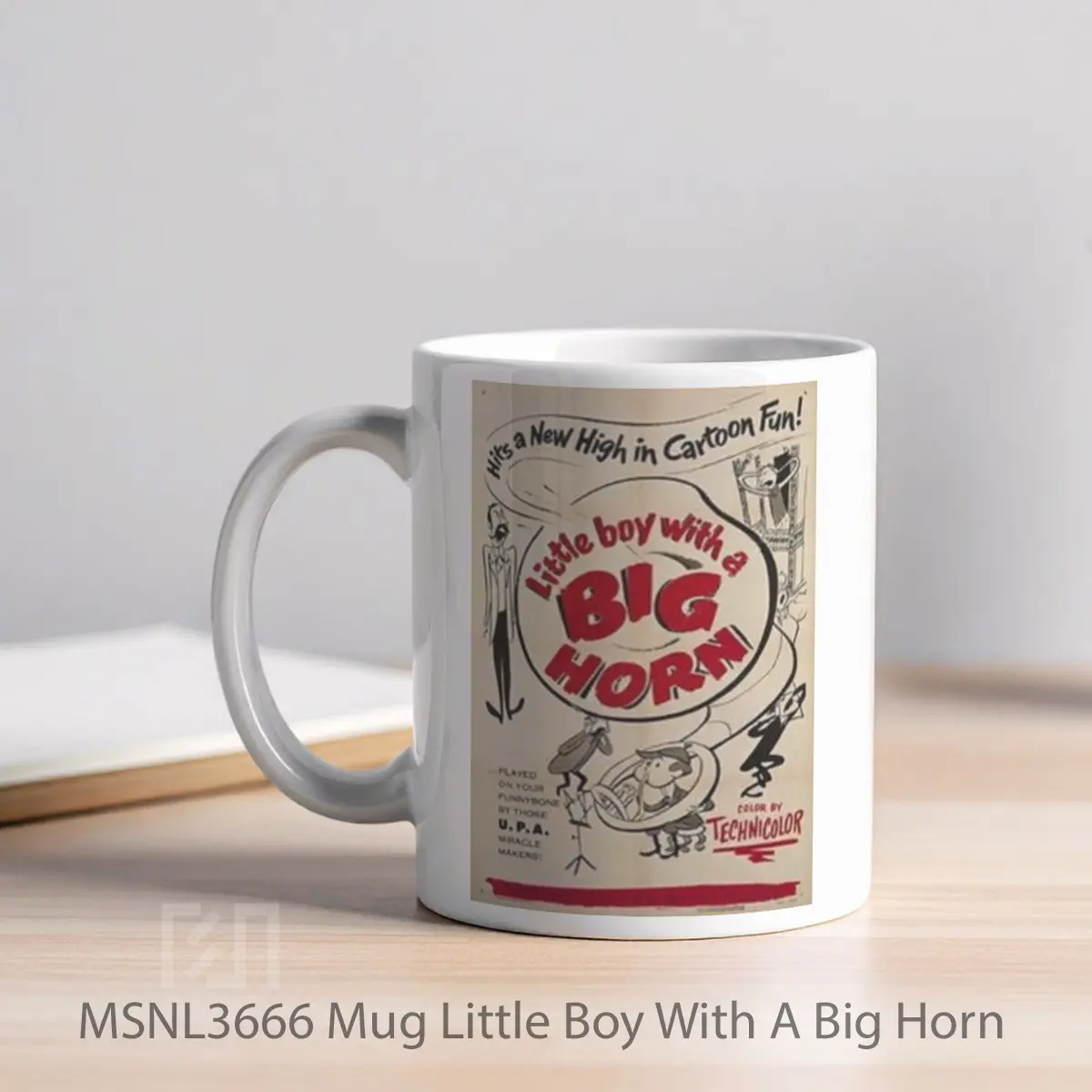 Mug Little Boy With A Big Horn Gelas Keramik Tema Film MSNL3666 - Tampak Kiri