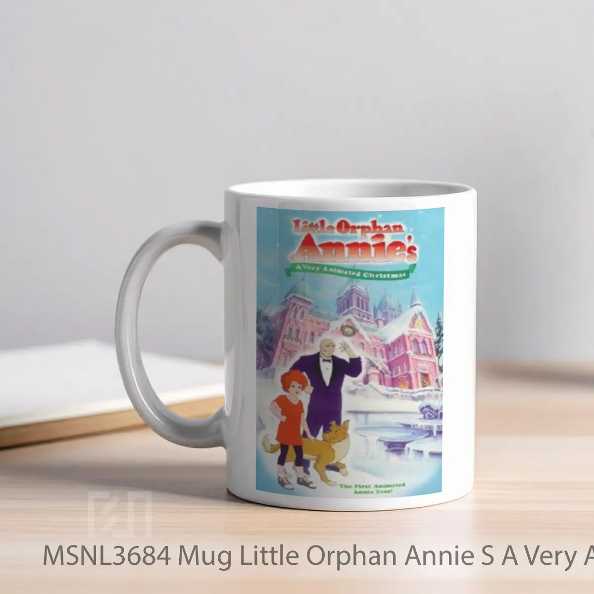 Mug Little Orphan Annie S A Very Animated Christmas Gelas Keramik Tema Film MSNL3684 - Tampak Kiri