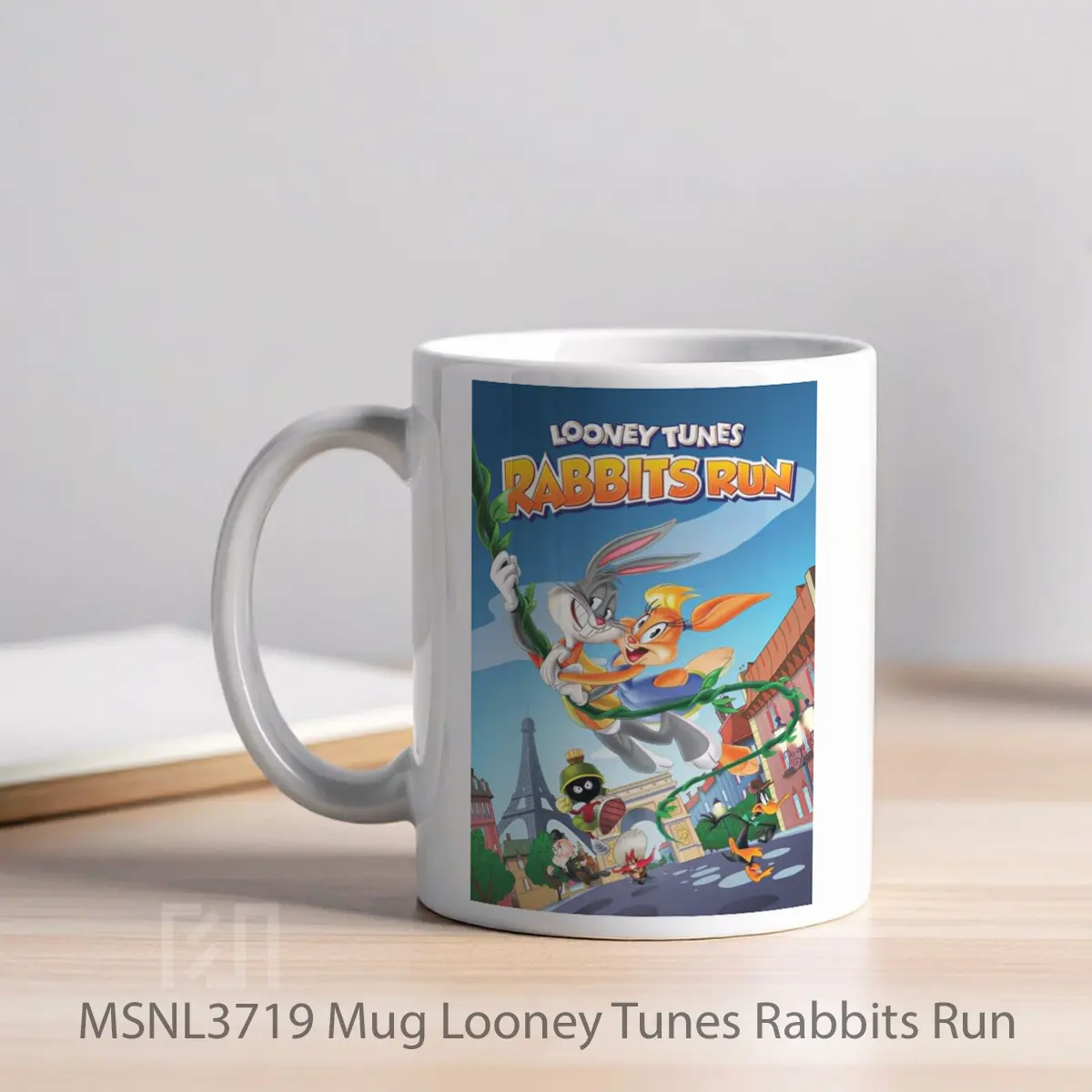 Mug Looney Tunes Rabbits Run Gelas Keramik Tema Film MSNL3719 - Tampak Kiri